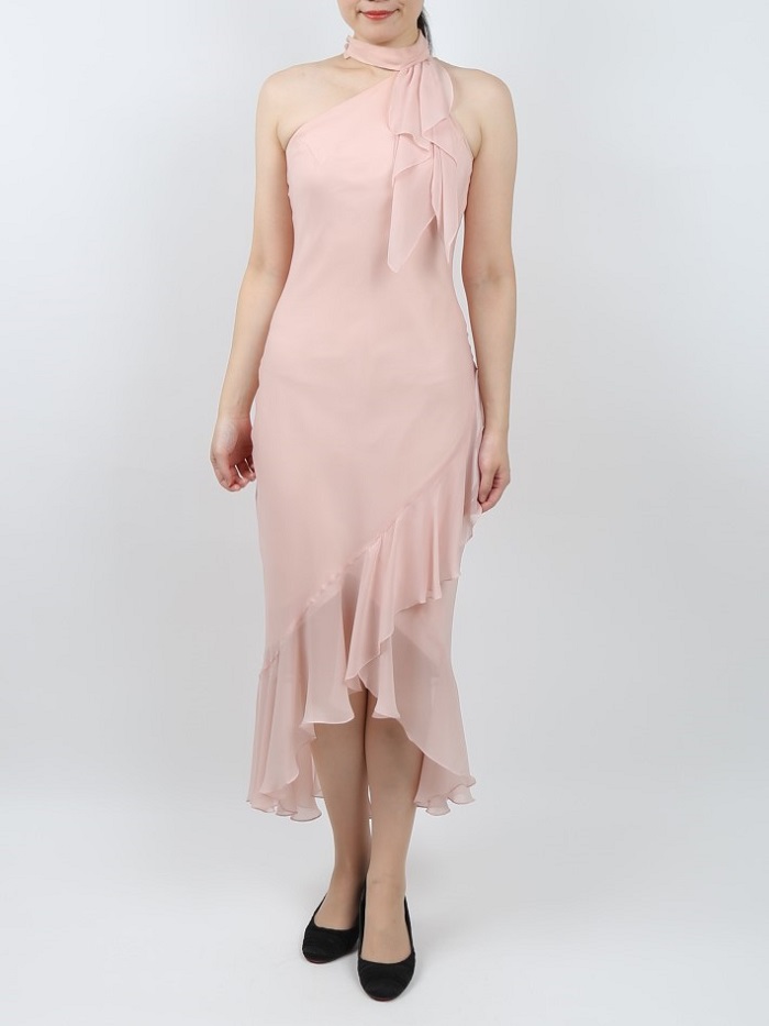 ヒラヒラピンクのマーメイドドレス